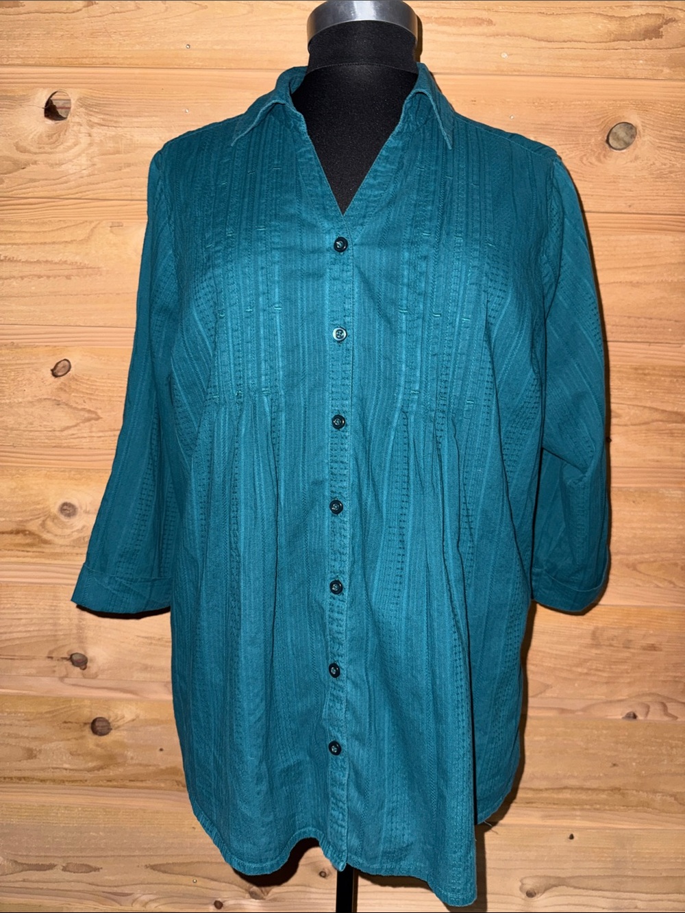 Teal Button-Front Tunic Shirt